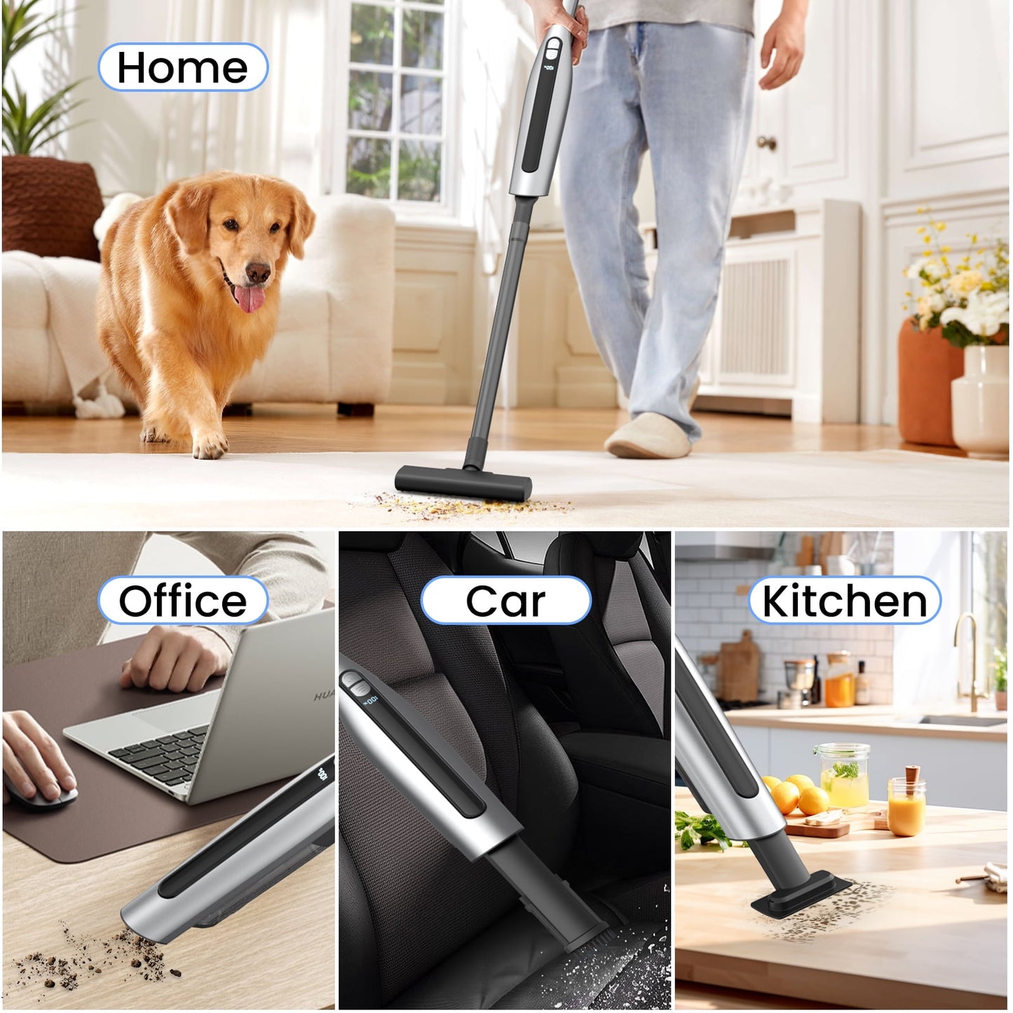Handheld Vacuum Cleaner Cordless 18000PA 7500mAh Portable Rechargeable Car Vacuum with 2 Suction Modes High Power Mini Vacuum Cleaner for Car,Home,Kitchen,Office