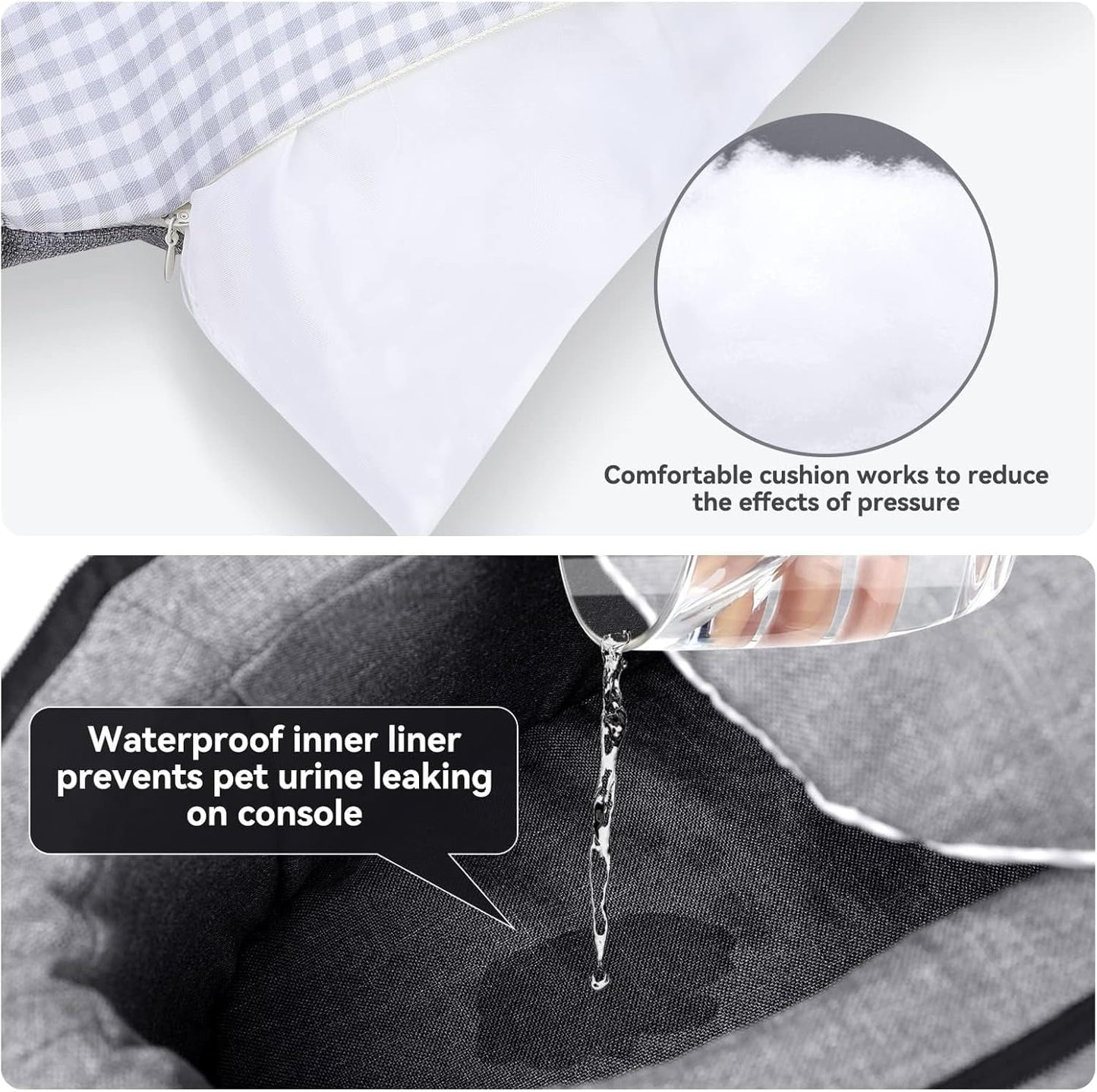 Dog Car Seat for Small Dogs, Pet Booster Seat, Fully Detachable and Washable, with Clip-on Safety Leash, Adjustable Straps for Small Pets up to 15lbs, Travel Carrier Bed, Grey