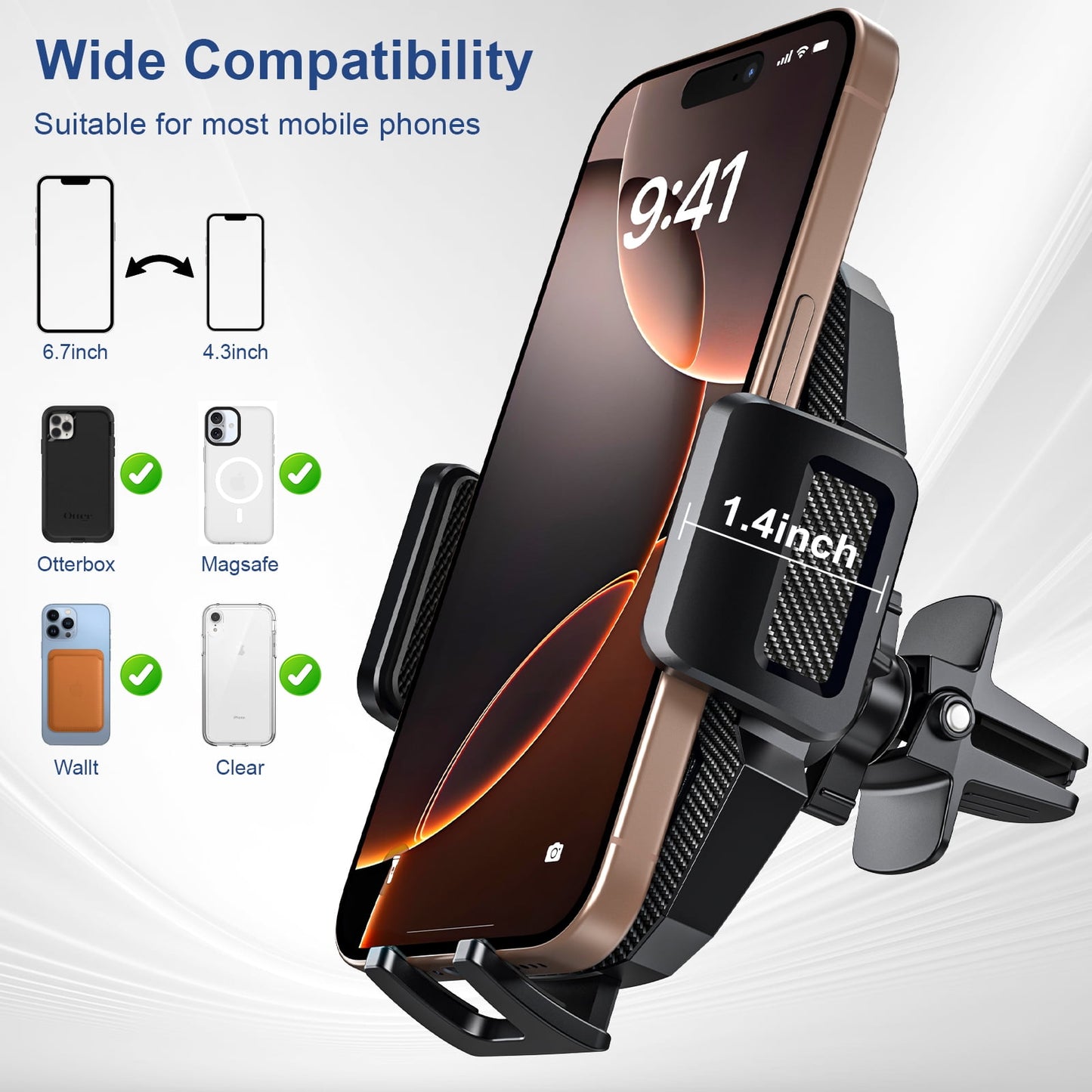 Car Phone Holder, Air Vent Phone Car Holder, Universal Phone Holder for Dashboard and Windshield, Car Mount for Cars, Trucks, SUVs