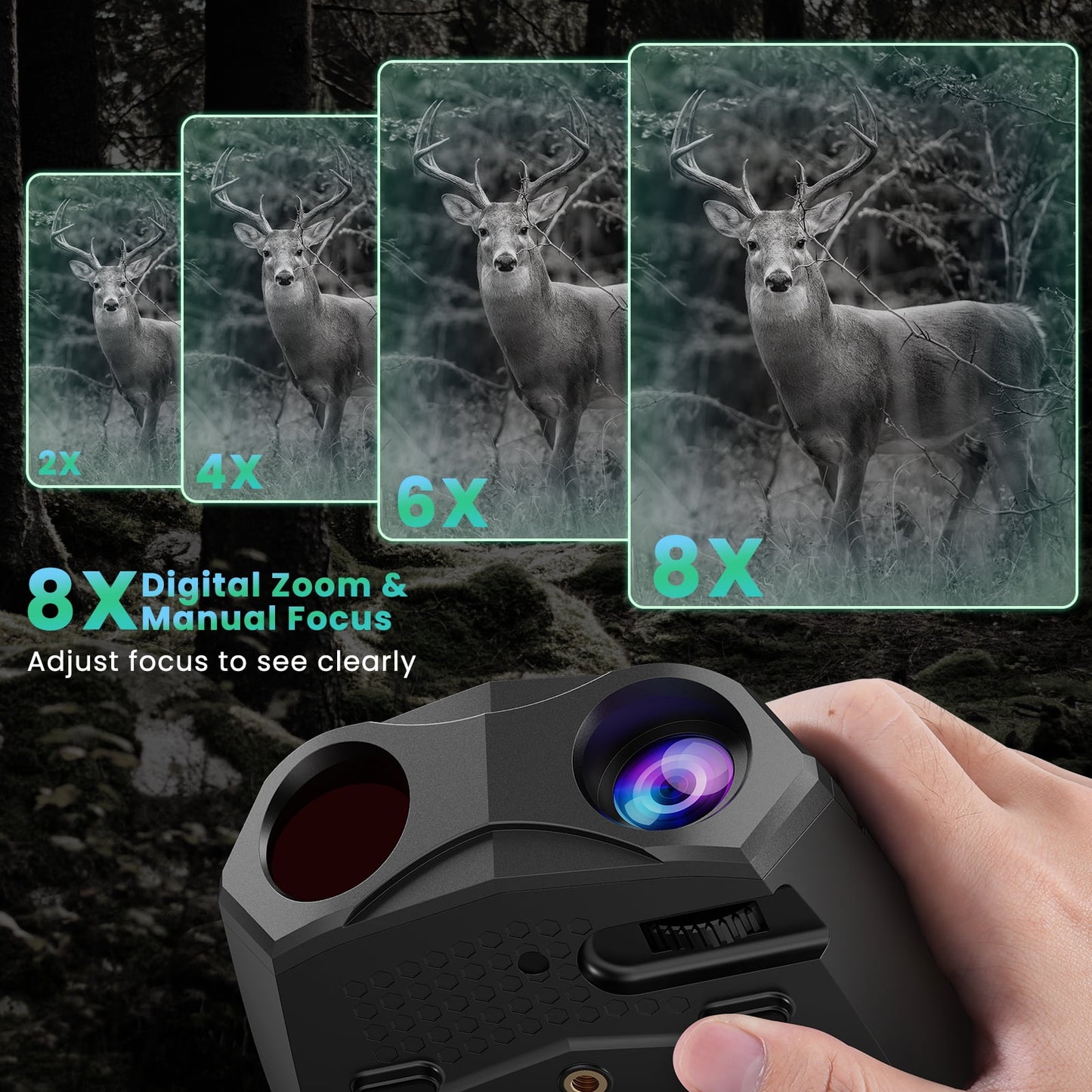4K Night Vision Goggles for Adults – FETERVIC Digital Infrared Binoculars with Camera, 2000FT Long Range, 3'' Screen, Rechargeable 5000mAh Battery, 64GB Card for Hunting, Camping, Wildlife & Surve