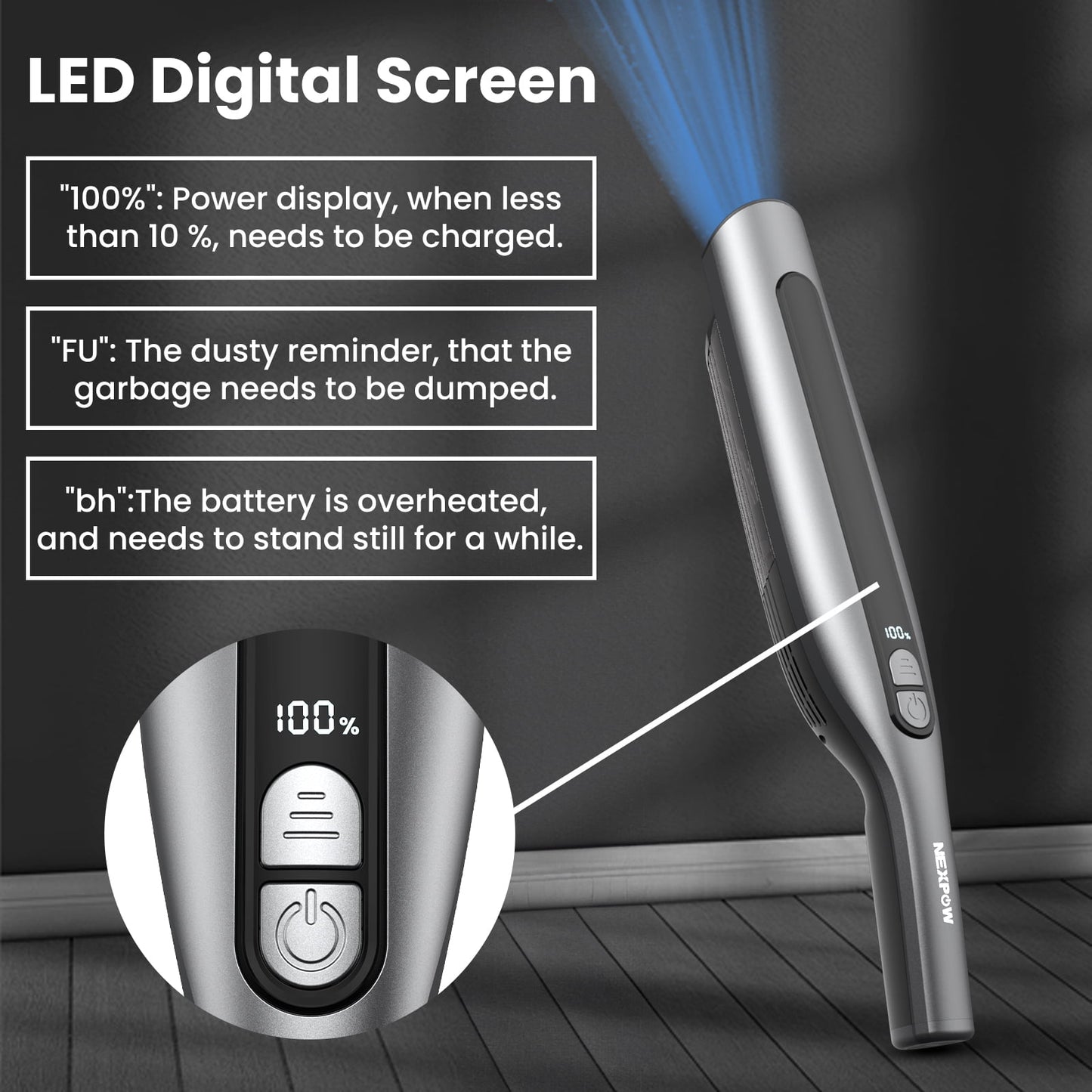 Handheld Vacuum Cleaner Cordless 18000PA 7500mAh Portable Rechargeable Car Vacuum with 2 Suction Modes High Power Mini Vacuum Cleaner for Car,Home,Kitchen,Office