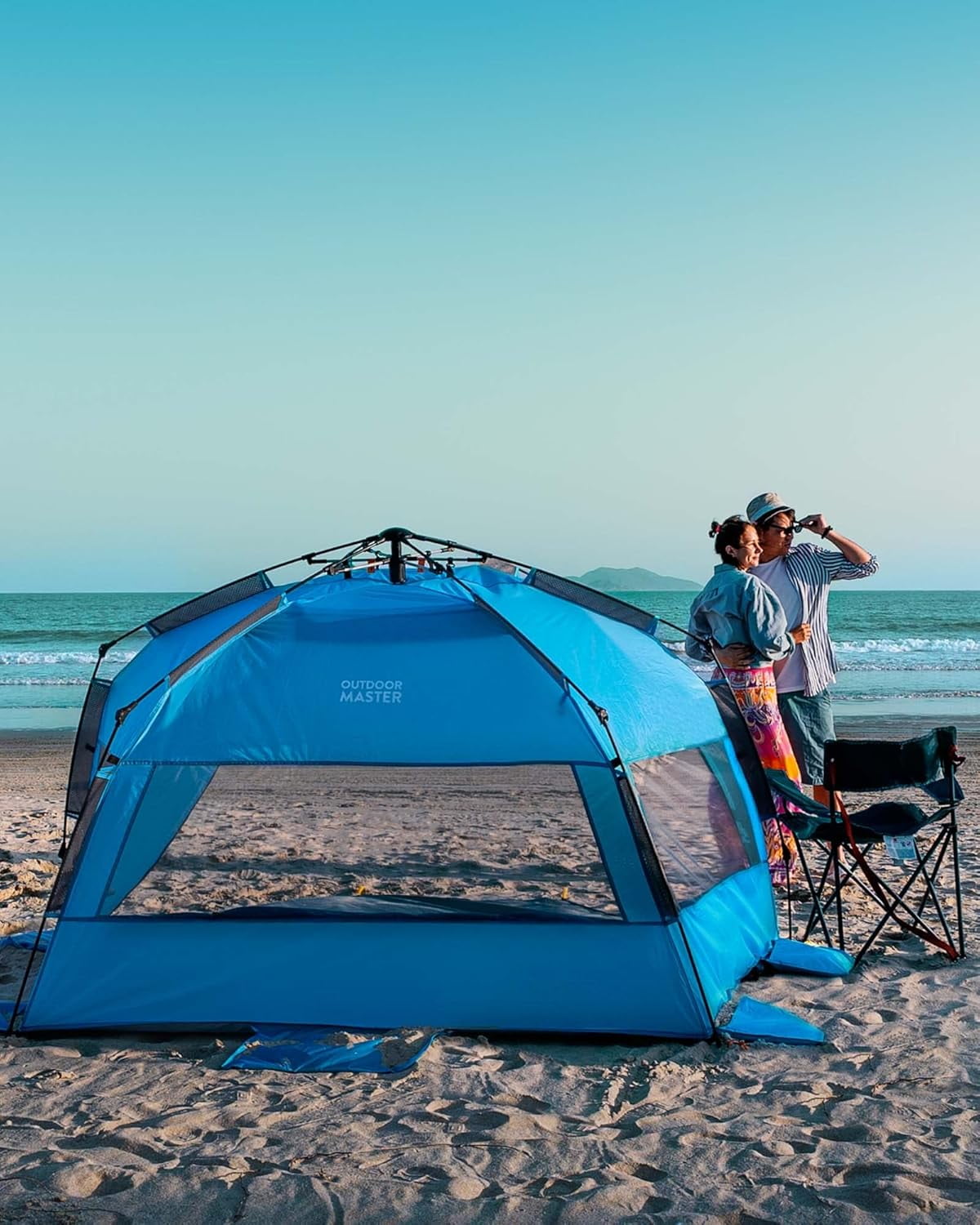 Pop Up Beach Tent for 3-6 Person, Portable Sun Shelter with Canopy, UPF 50+ UV Protection, Extendable Floor, Easy Setup Cabana