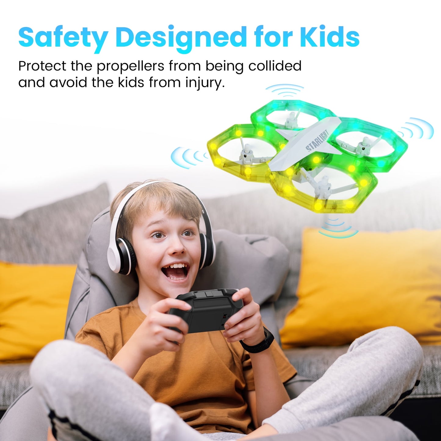 Mini RC Drone for Kids with 11 Light Modes,Drone with Remote Control, LED Quadcopter for Beginners Altitude Hold, Auto Hovering, 3D Flip, Headless Mode, White
