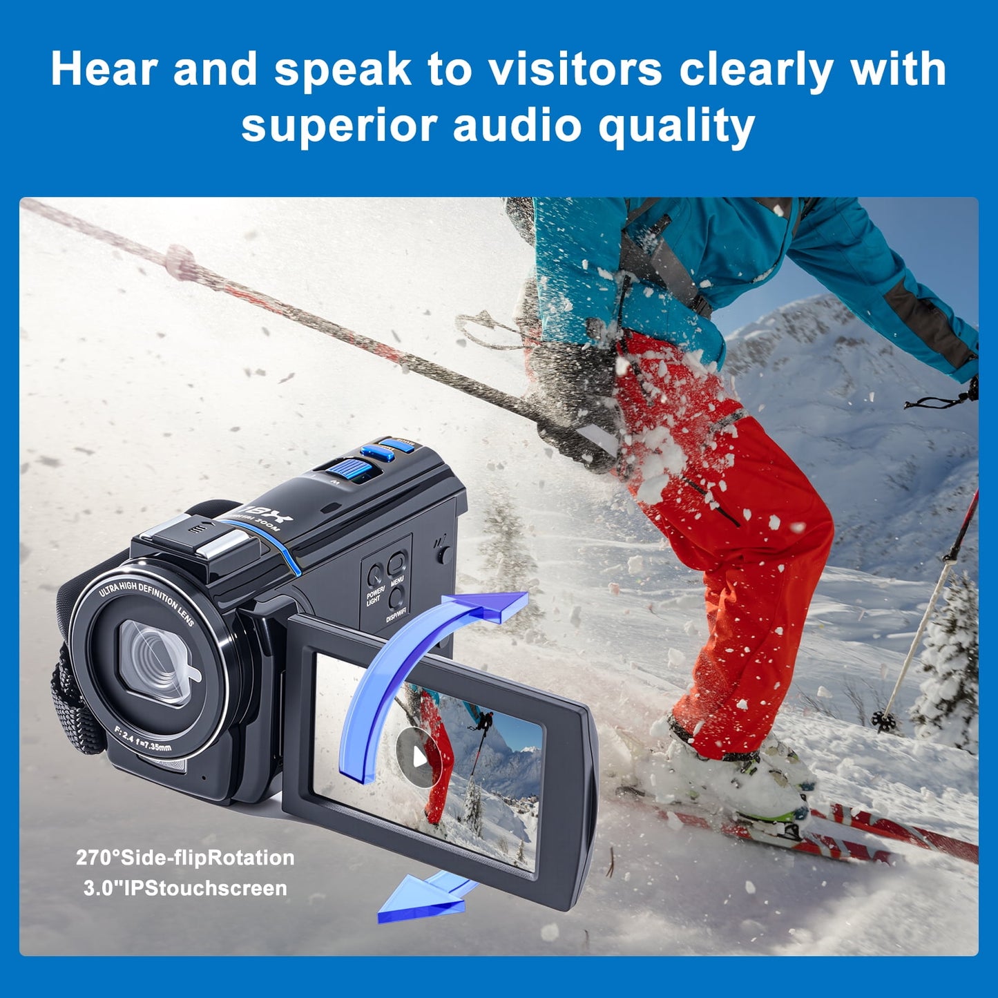 5K UHD Video Camera Camcorder, 18X Zoom, 64MP,3'' IPS Touch Screen, 32GB SD Card,Black