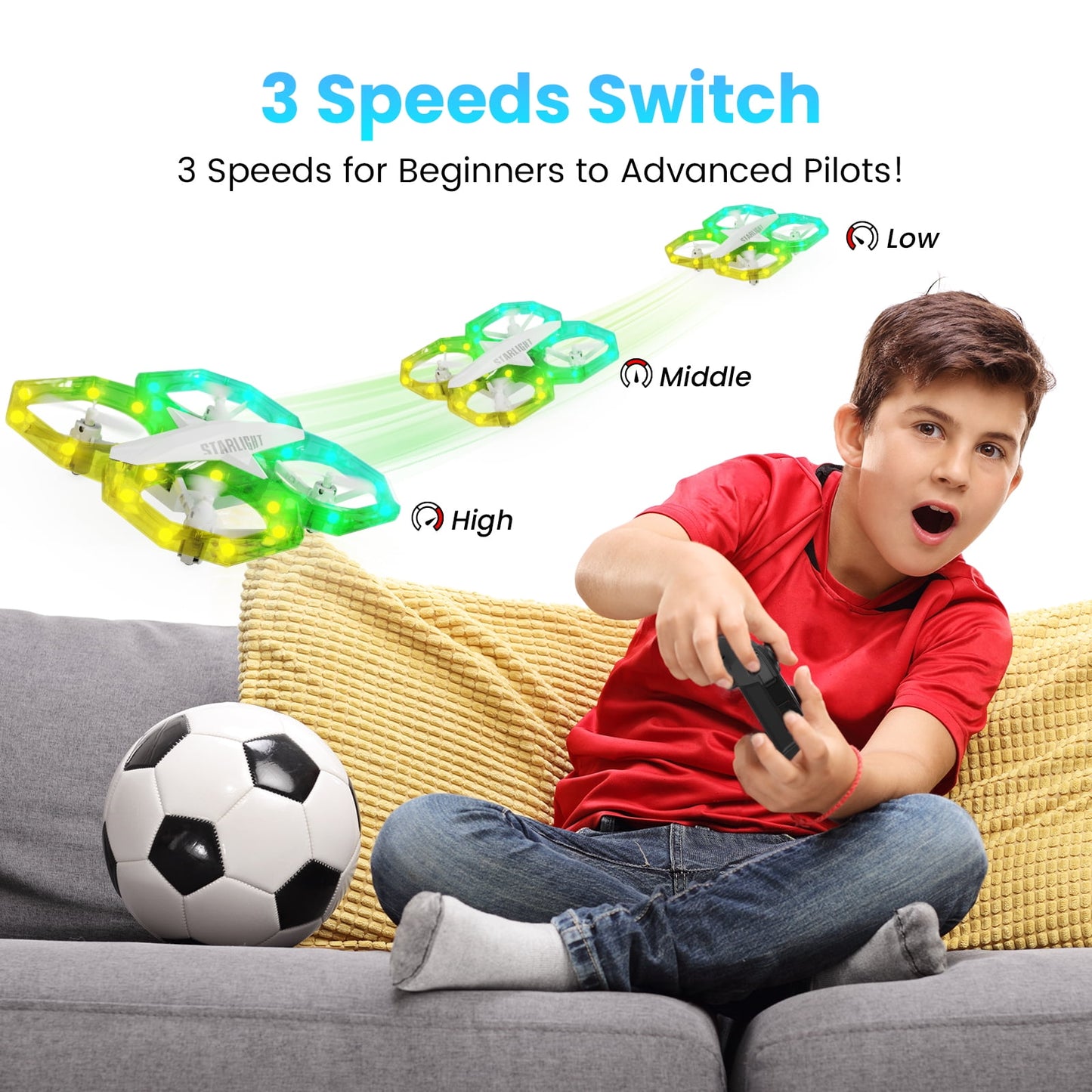 Mini RC Drone for Kids with 11 Light Modes,Drone with Remote Control, LED Quadcopter for Beginners Altitude Hold, Auto Hovering, 3D Flip, Headless Mode, White