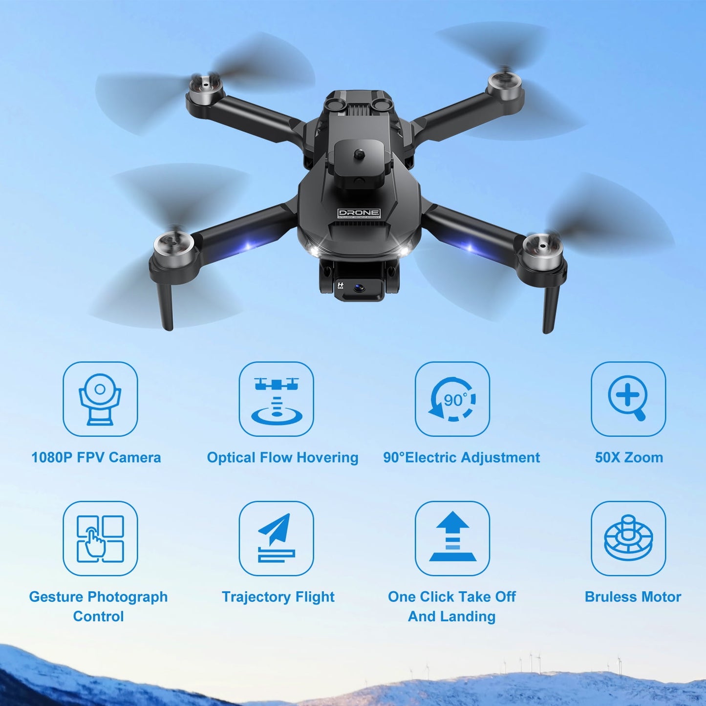 Drones with Camera for Adults 6K, 1080P FPV RC Quadcopter for Kids Beginners with 3 Batteries, Foldable, Brushless Motor, 3D Flips,One Key Take off/Land, Black