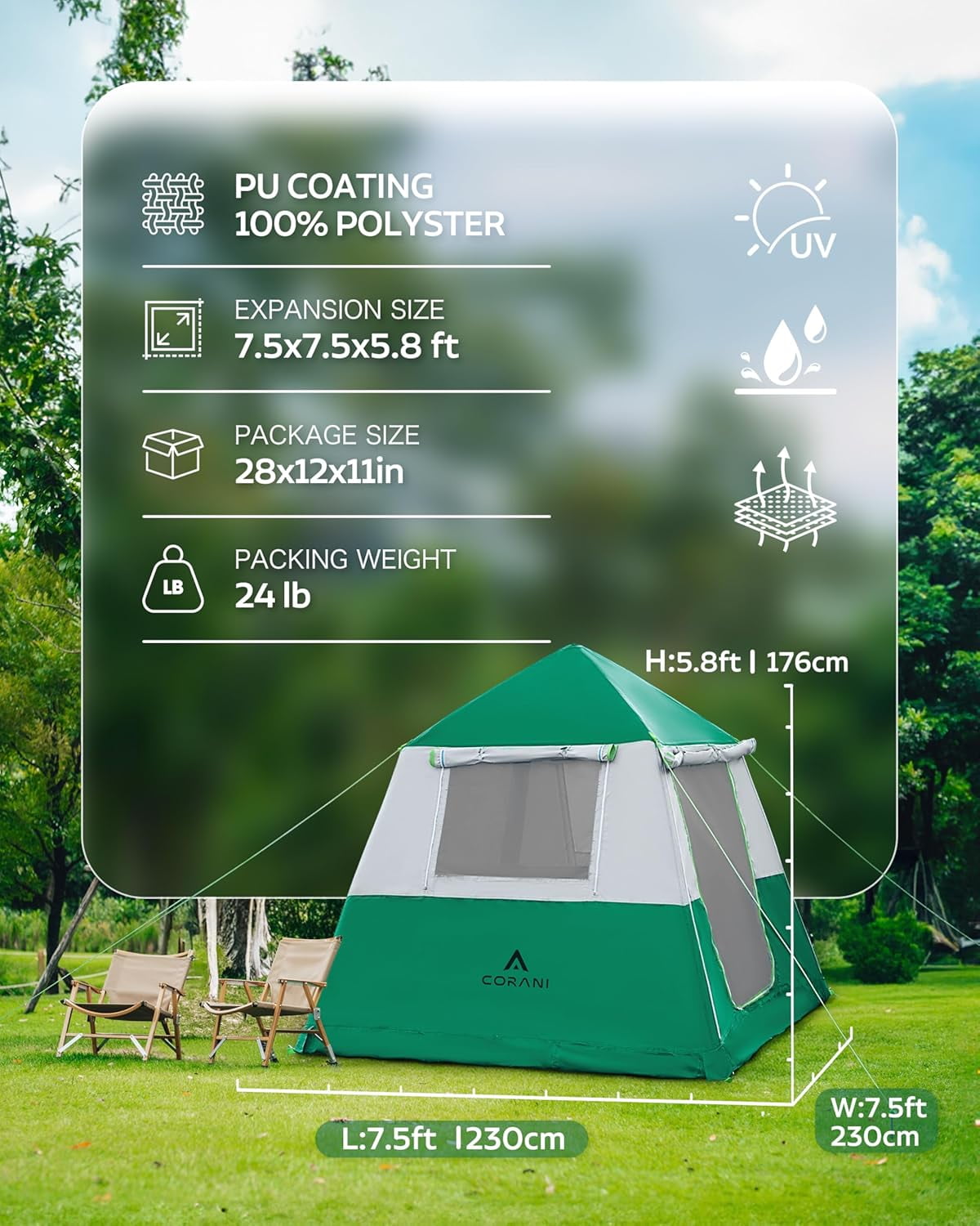 4-6 Person Camping Tent Pop Up Tent Waterproof Automatic Setup 2 Doors-Instant Family Tents for Camping Hiking & Traveling