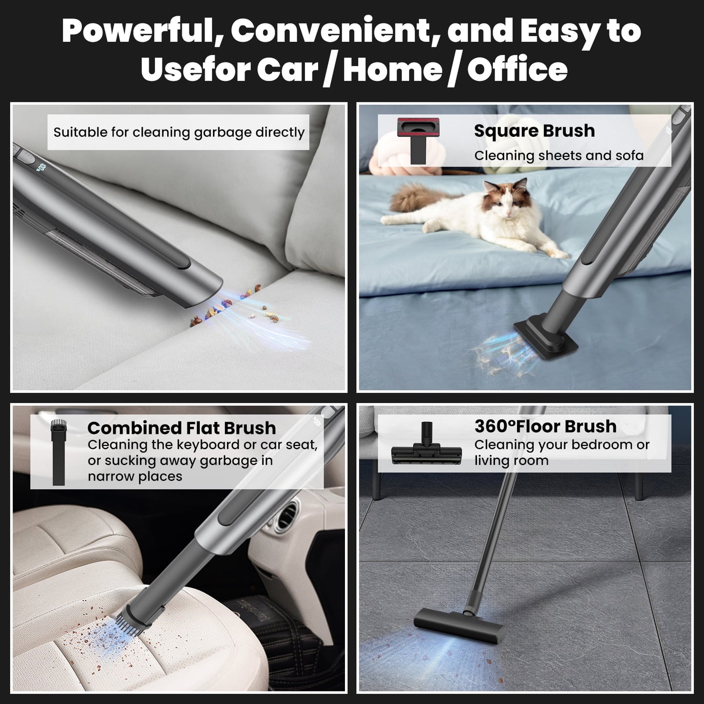 Handheld Vacuum Cleaner Cordless 18000PA 7500mAh Portable Rechargeable Car Vacuum with 2 Suction Modes High Power Mini Vacuum Cleaner for Car,Home,Kitchen,Office