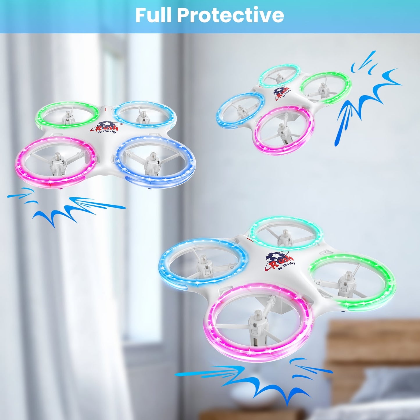 M28 Drones for Kids, RC Drone with Altitude Hold and Headless Mode, 4 Light modes Quadcopter ,Propeller Full Protect, 2 Batteries , Easy to fly Kids Gifts Toys for Boys and Girls
