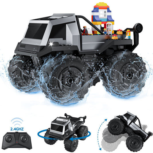 1:16 Amphibious Remote Control Car Building Blocks DIY Waterproof RC Truck RC Car Toys Gifts for Kids Adults