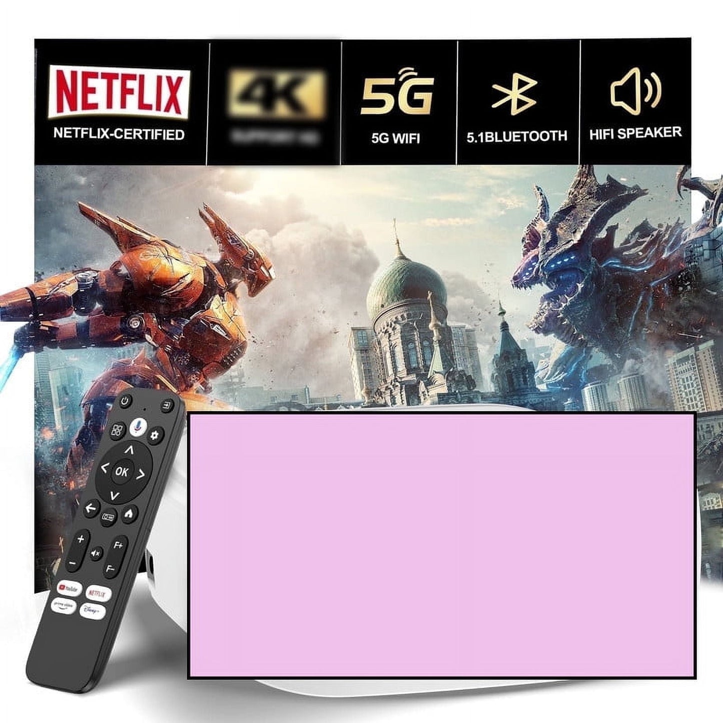 I 1080P Mini Projector ,Pink