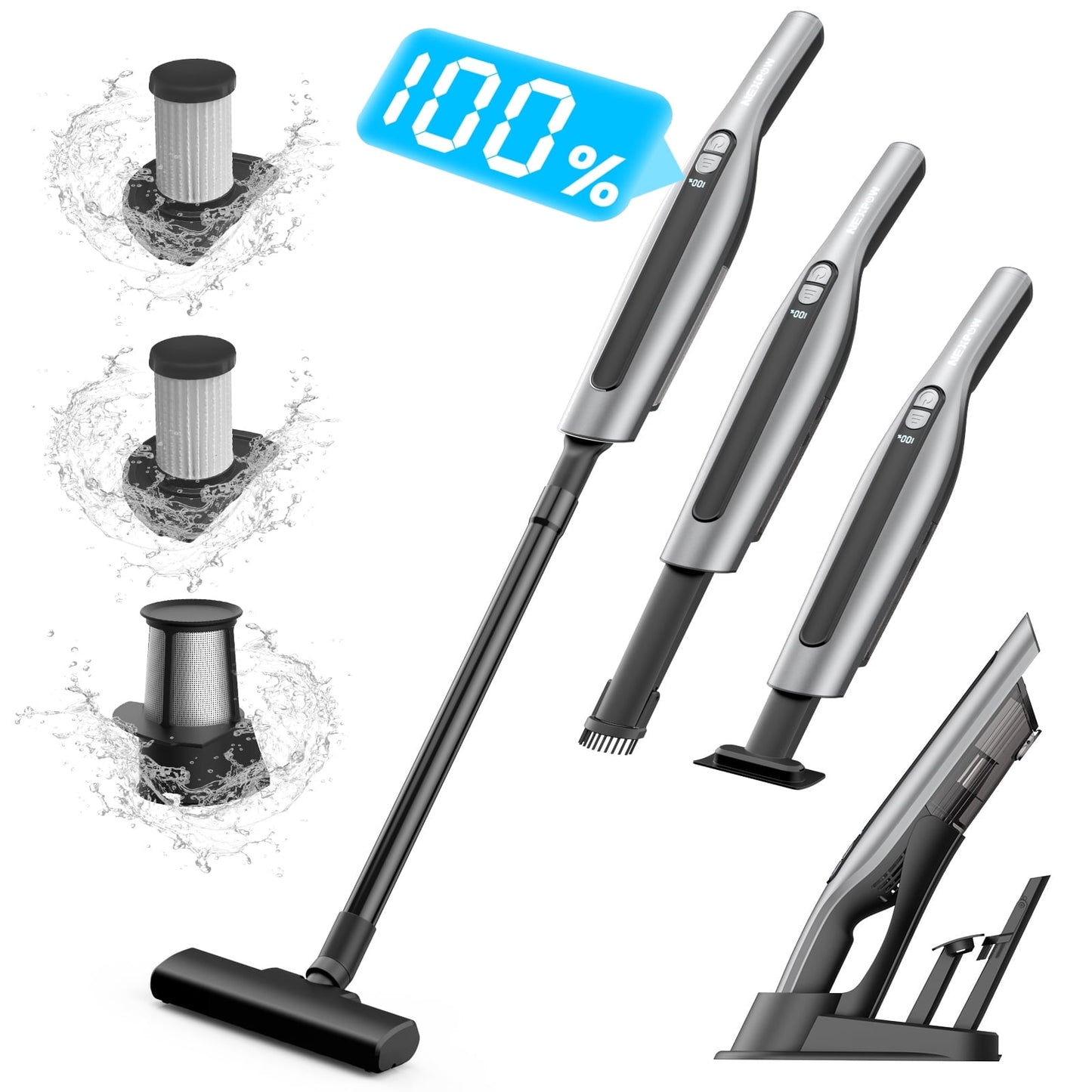 Handheld Vacuum Cleaner Cordless 18000PA 7500mAh Portable Rechargeable Car Vacuum with 2 Suction Modes High Power Mini Vacuum Cleaner for Car,Home,Kitchen,Office