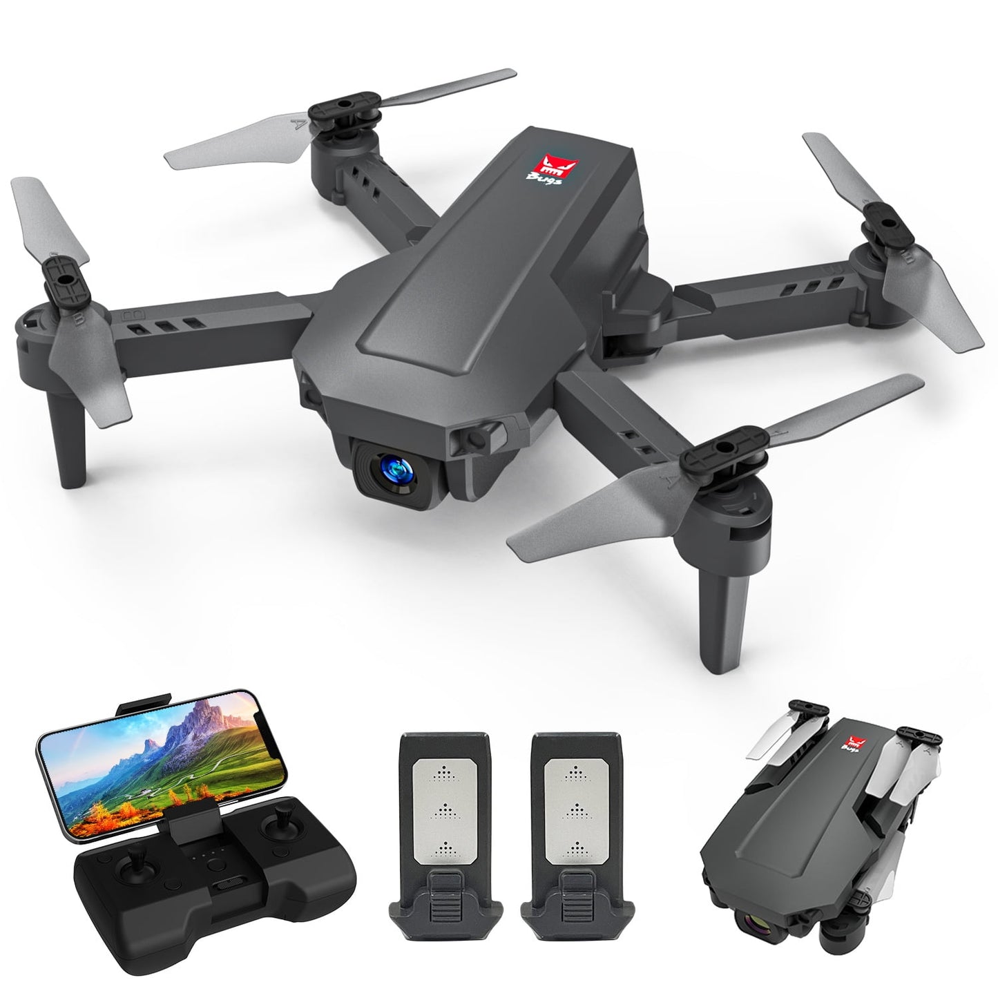 Mini Foldable Drone, 1080P HD FPV Camera Wifi RC Quadcopter, Voice/Gesture Control, for Kids Adult and Beginners Black