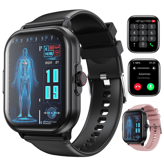 Smart Watch for Women Men, 2.01"HD Screen Fitness Tracker with Bluetooth Answer/Make Calls, IP67 Waterproof/Sleep Monitor/100+ Sport Modes, Smartwatches Compatible Android iOS
