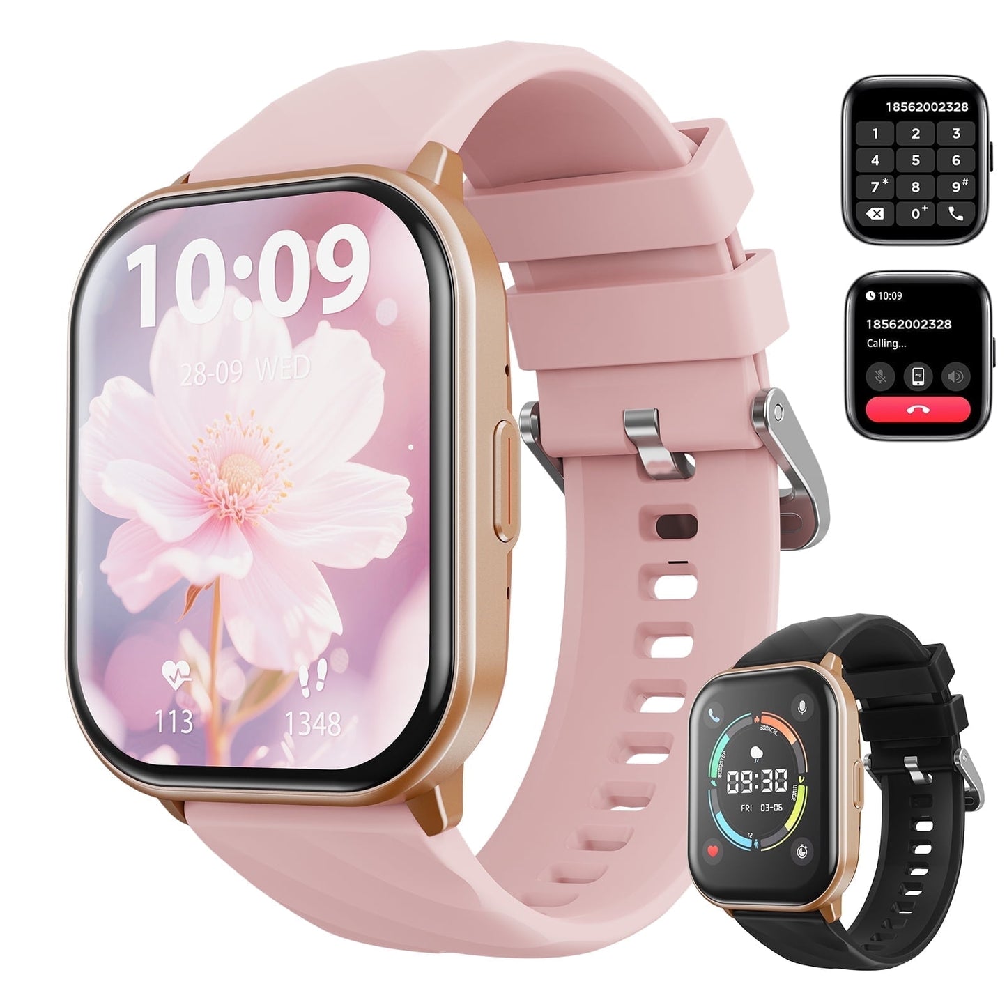 Smart Watch fits for Android & iPhone (Bluetooth Answer/Make Calls), 2.01 inch IP68 Waterproof Tracking Fitness, Sleep Monitor/Pedometer/Calories,Multiple Sports Modes,Pink