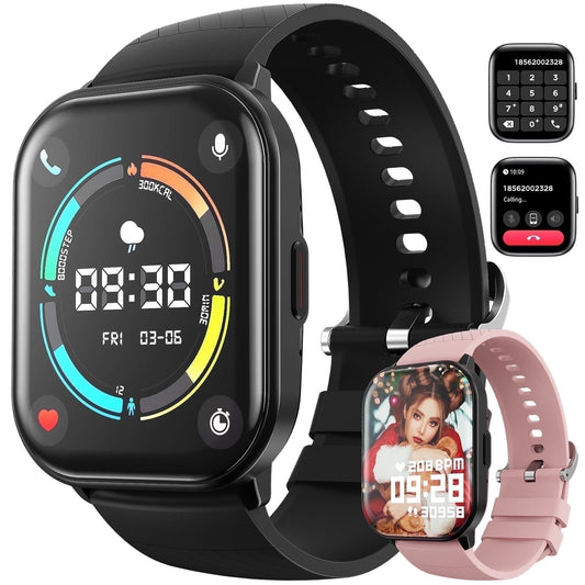 Smart Watch for Android & iPhone (Bluetooth Answer/Make Calls), 2.01 inch IP67 Waterproof Tracking Fitness, Sleep Monitor/Pedometer/Calories,Multiple Sports Modes,Black