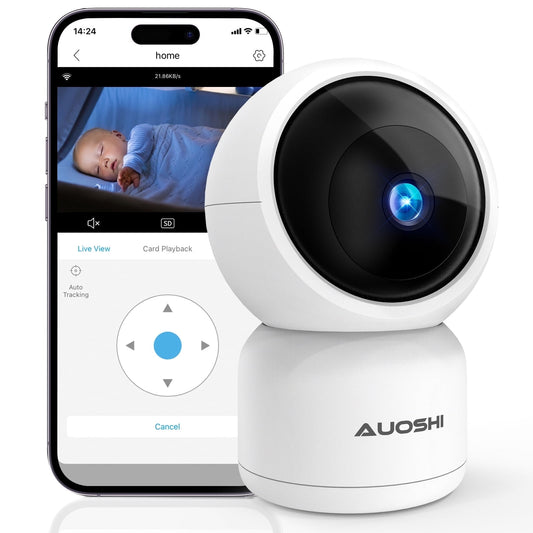 Video Baby Monitor with Camera and Audio, 360-Degree Smart 1080P WiFi Security Indoor Camera with Night Vision