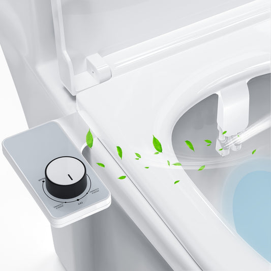 Bidet Attachment, Non-Electric Cold Water Bidet Toilet Seat Attachment with Pressure Controls, Retractable Self-Cleaning Dual Nozzles for Frontal & Rear Wash, White