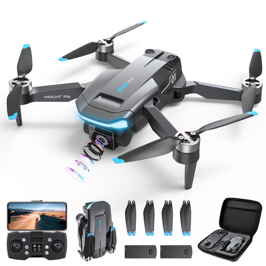 GPS Drone F194 with Camera for Adults 4K , Foldable Drone for Beginners with Auto Return Home, Optical Flow Positioning, Follow Me, Brushless Motor, 2 Batteries