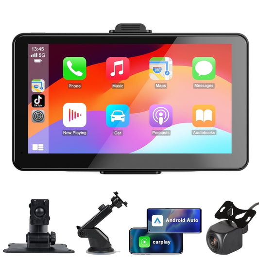 7'' Wireless Apple CarPlay & Android Auto Car Stereo - HD Touchscreen, Bluetooth, Voice Control, Backup Camera, GPS Navigation for All Vehicles