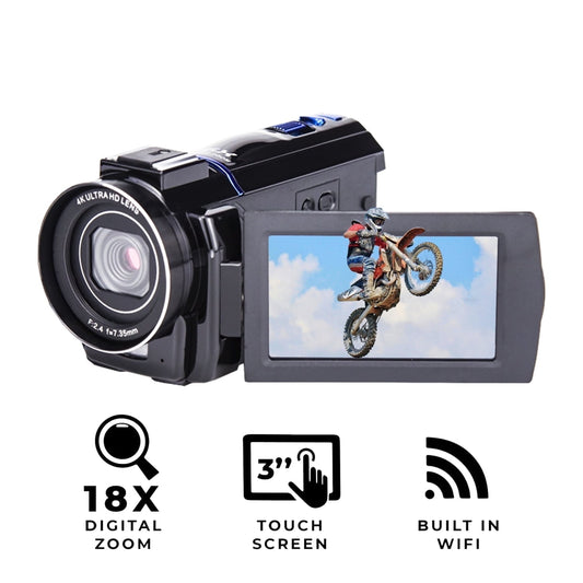 5K UHD Video Camera Camcorder, 18X Zoom, 64MP,3'' IPS Touch Screen, 32GB SD Card,Black
