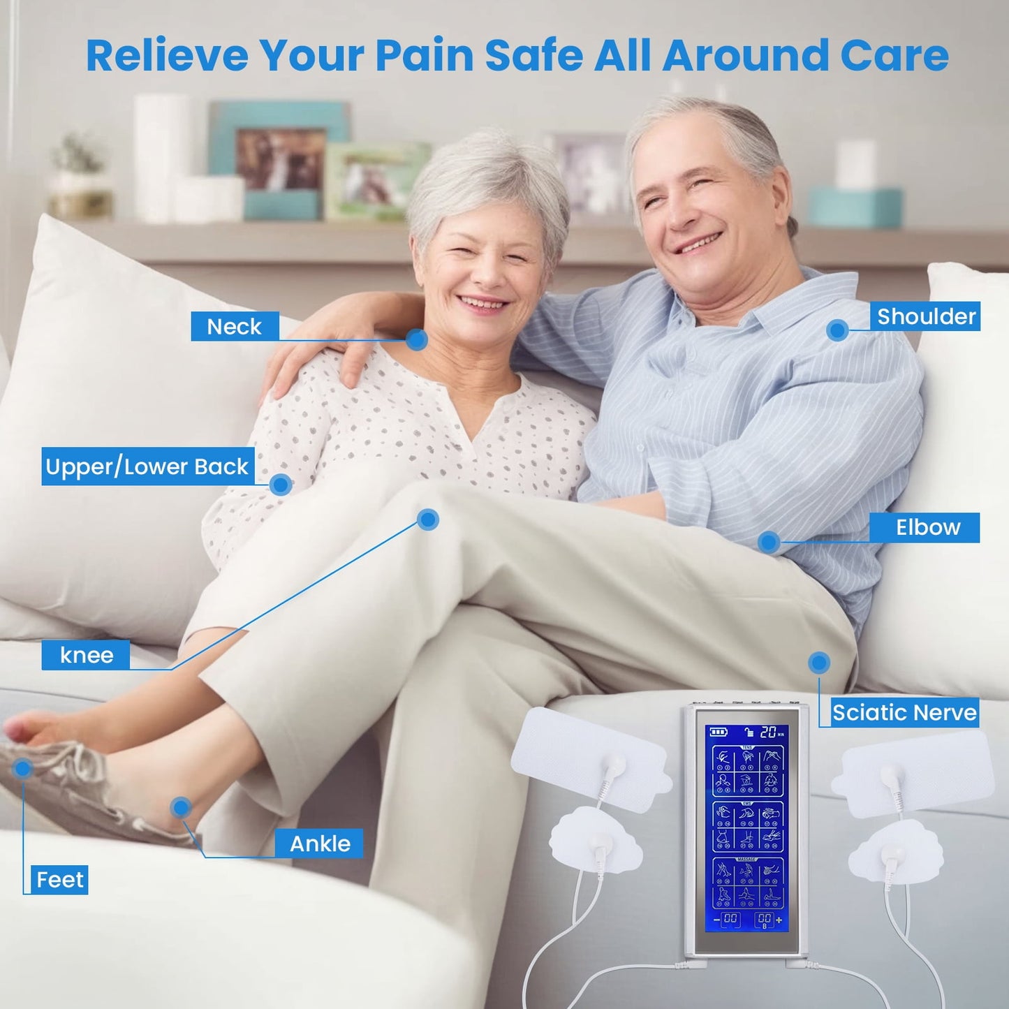 3-in-1 TENS Unit Rechargeable Muscle Stimulator 36 Modes EMS Dual Channel with 10 Reusable Electrode Pads for Back Neck Pain Muscle Therapy Pain Management Pulse Massager