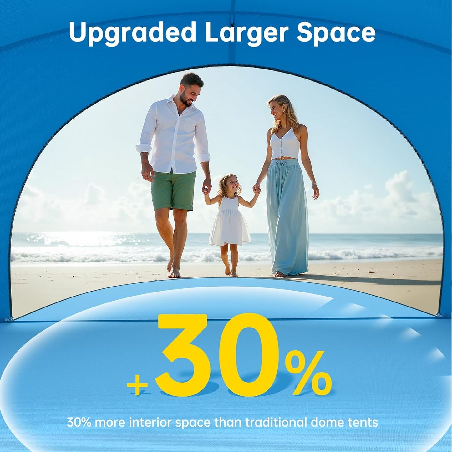 Pop Up Beach Tent for 3-6 Person, Portable Sun Shelter with Canopy, UPF 50+ UV Protection, Extendable Floor, Easy Setup Cabana