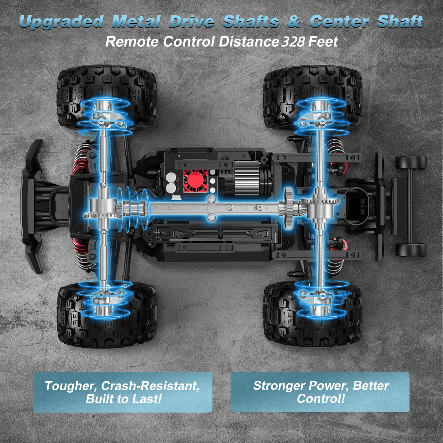 Upgraded 1:18 RC Car Remote Control Truck – 30MPH 4WD High Speed Toy for Boys with Metal Shaft, Alloy Differential, Dual Batteries, TPR Tires, Shock Absorbers, Gift for Kids & Beginners