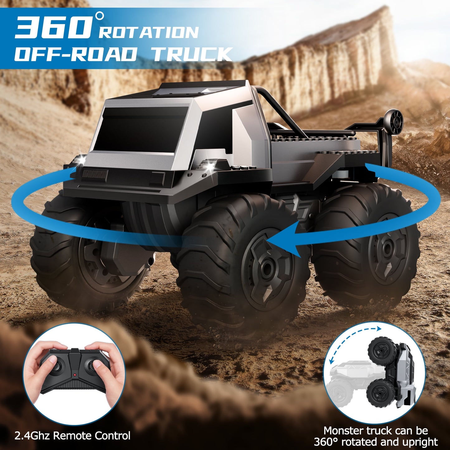 1:16 Amphibious Remote Control Car Building Blocks DIY Waterproof RC Truck RC Car Toys Gifts for Kids Adults