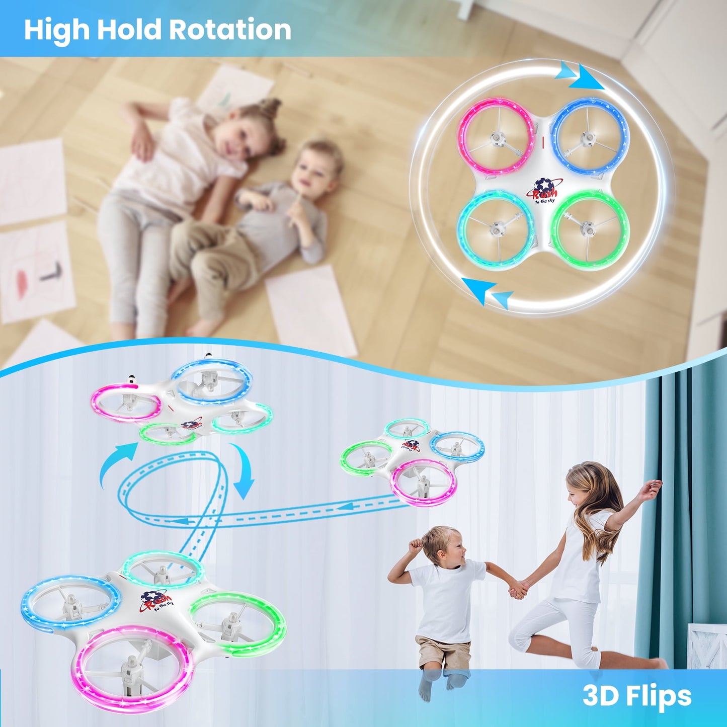 M28 Drones for Kids, RC Drone with Altitude Hold and Headless Mode, 4 Light modes Quadcopter ,Propeller Full Protect, 2 Batteries , Easy to fly Kids Gifts Toys for Boys and Girls