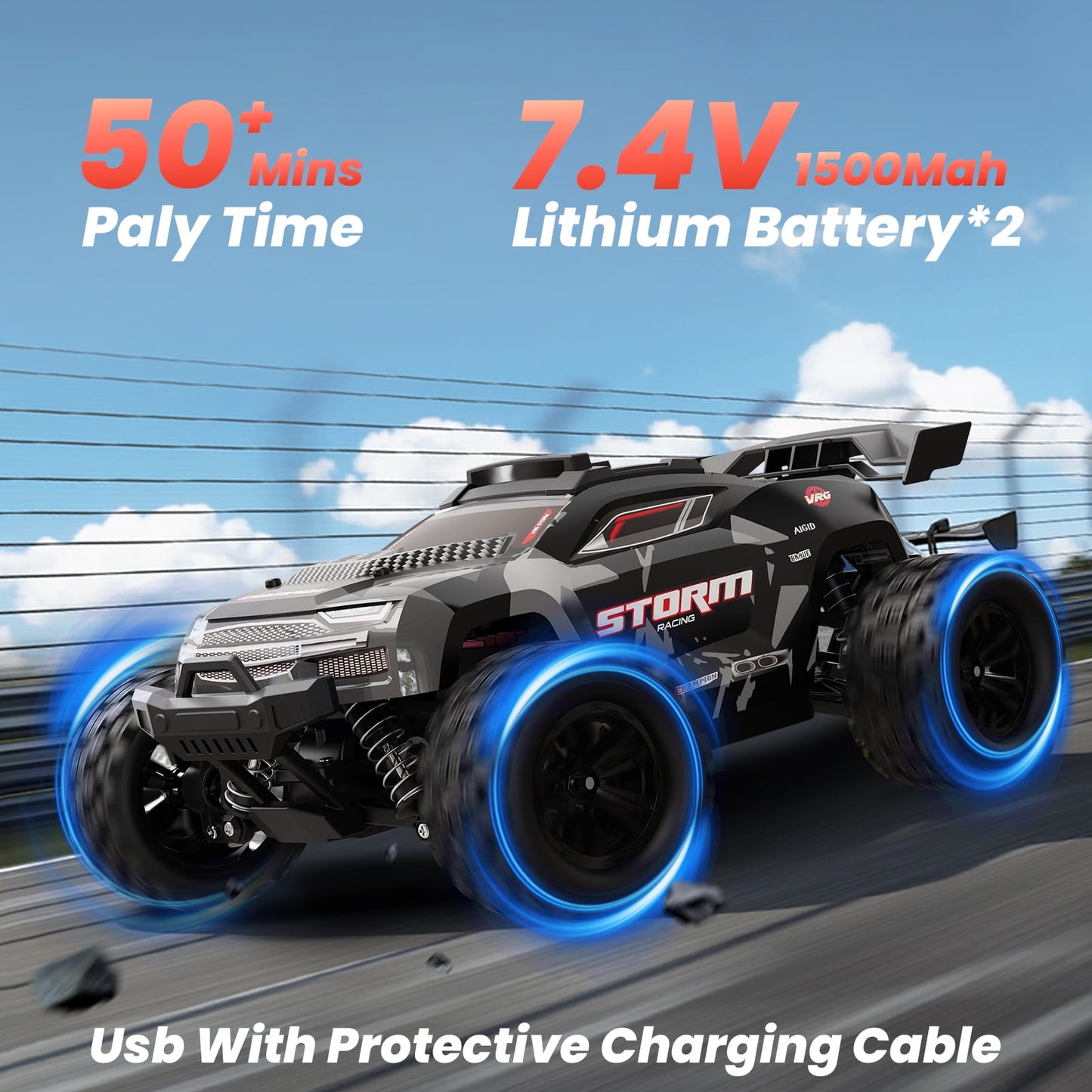 Upgraded 1:18 RC Car Remote Control Truck – 30MPH 4WD High Speed Toy for Boys with Metal Shaft, Alloy Differential, Dual Batteries, TPR Tires, Shock Absorbers, Gift for Kids & Beginners